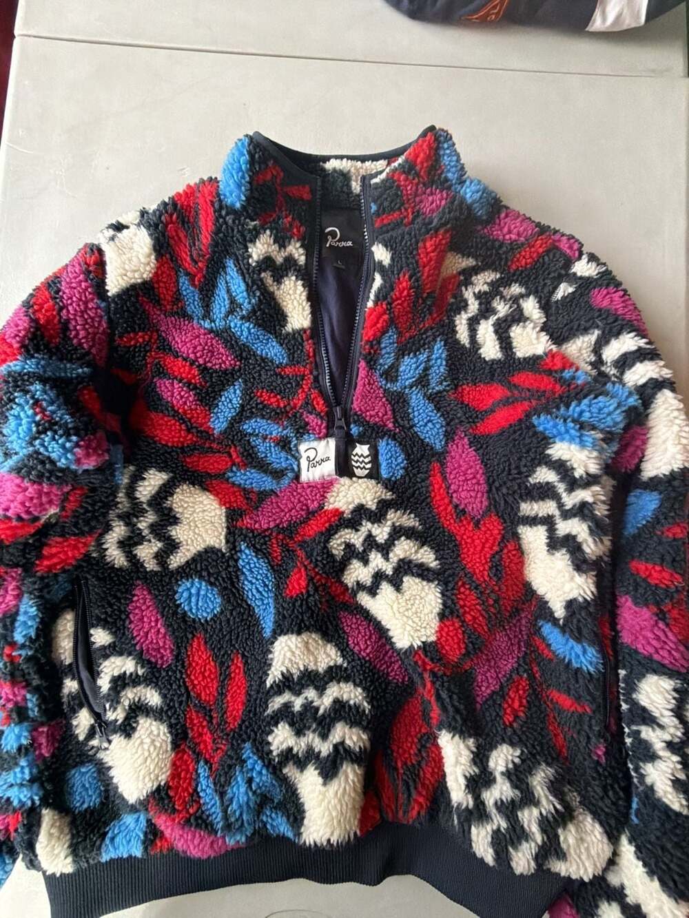 By Parra Still Life With Plant Sherpa Fleece Pullover Multi